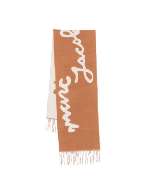 logo-lettering wool scarf