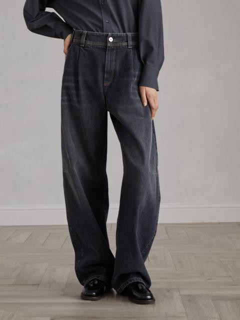 Authentic denim soft curved trousers