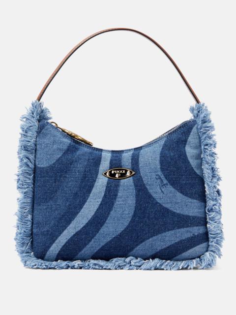 Marmo fringed denim shoulder bag