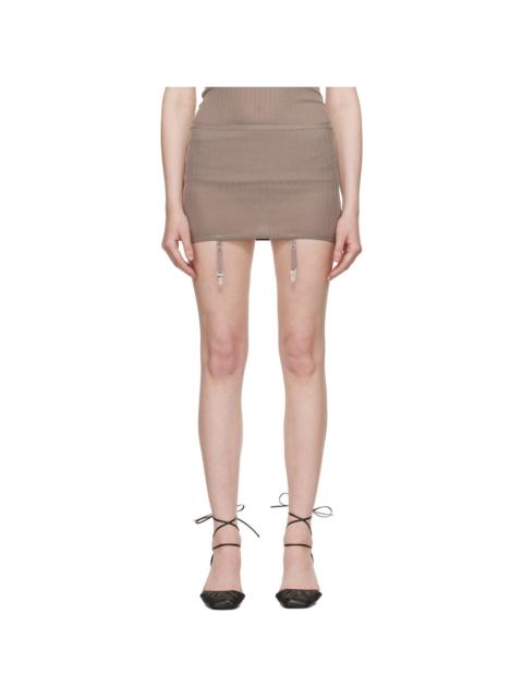 Taupe Underwear Suspenders Miniskirt