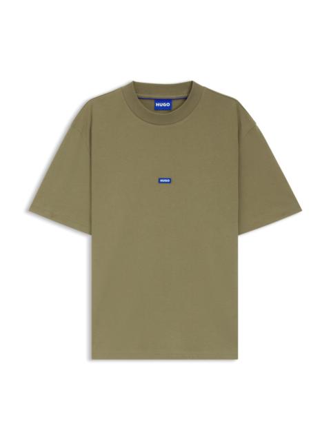 REGULAR-FIT COTTON-JERSEY T-SHIRT WITH BLUE LOGO PATCH
