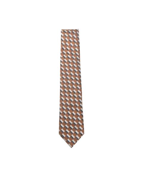 geometric-pattern silk tie