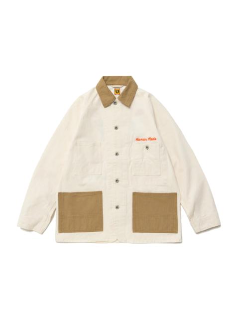 Human Made Herringbone Coverall Jacket White