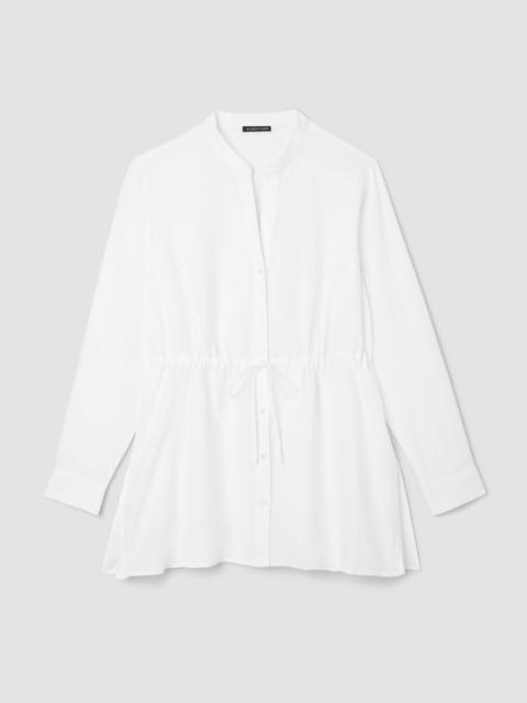 Organic Handkerchief Linen Band Collar Long Shirt
