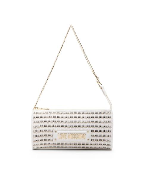 metallic-thread raffia shoulder bag