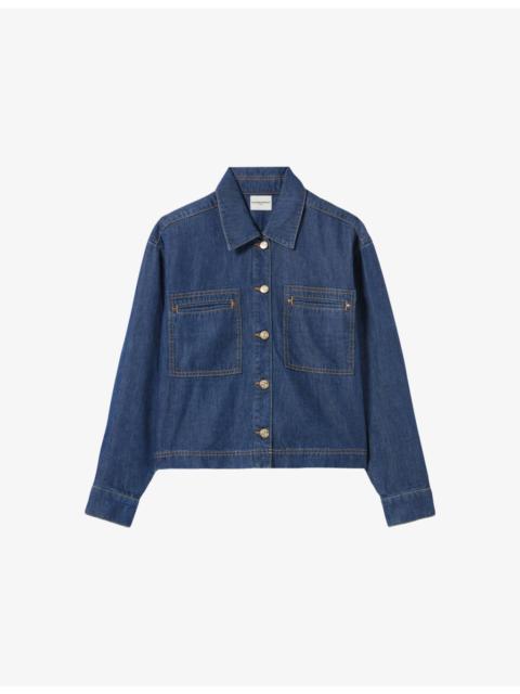 Classic-Collar Oversized Denim Jacket