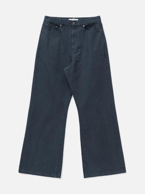 WASHED COTTON TWILL LOOSE FLARED JEANS