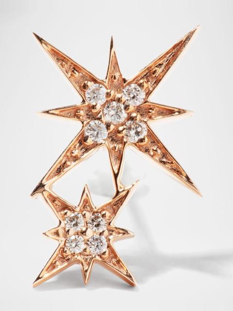 14k Pave Diamond Double Starburst Stud Earring