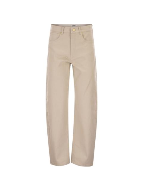 five-pocket barrel trousers
