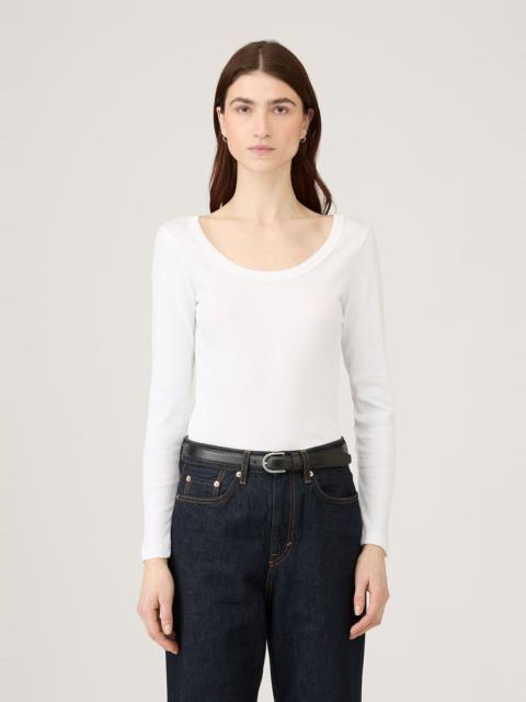Ribbed Scoop Neck T‑shirt