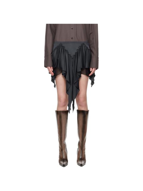 Gray Shiny Jersey Miniskirt