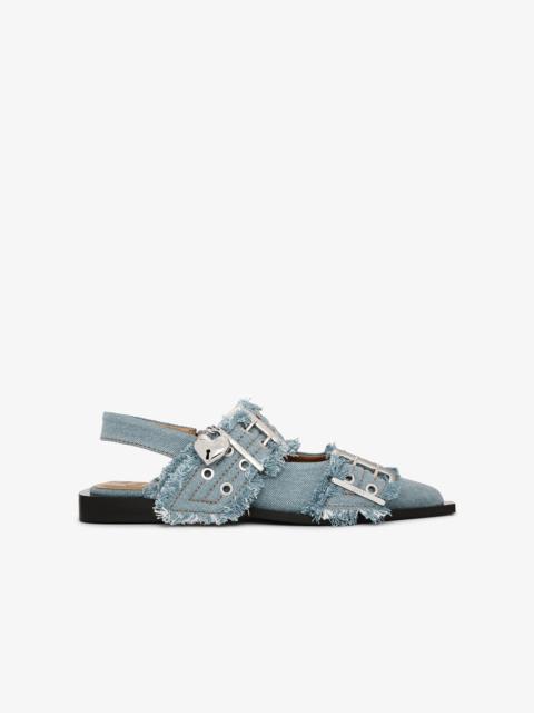 DENIM CHARMS FEMININE BUCKLE BALLERINAS