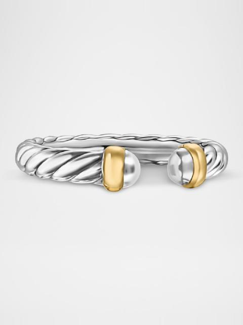 Cable Flex Open Ring in Silver and 14K Gold, 3.4mm