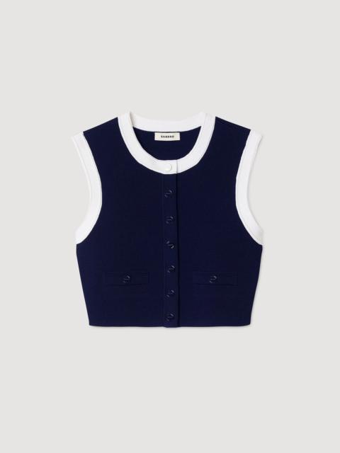 TWO-TONE CROPPED CARDIGAN