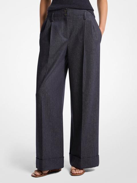Denim Wool Cuffed Trousers