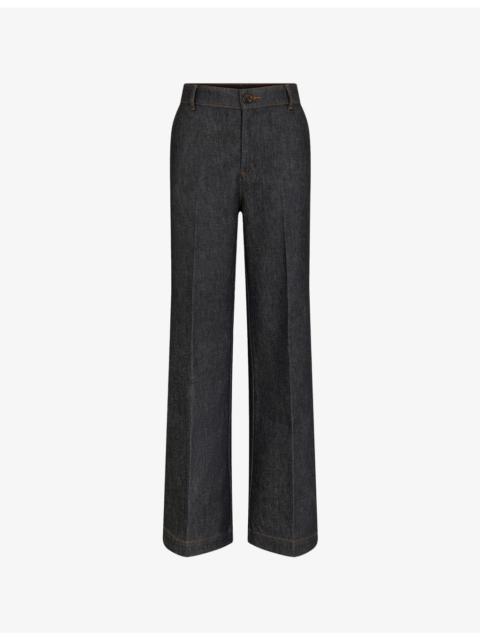 California Wide-Leg Stretch-Denim Jeans