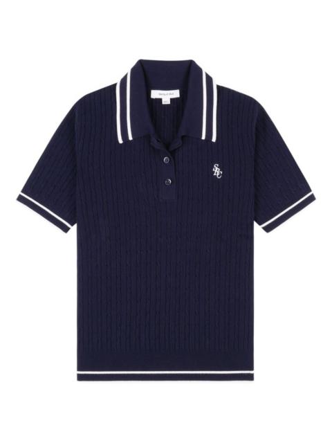 cable-knit polo top