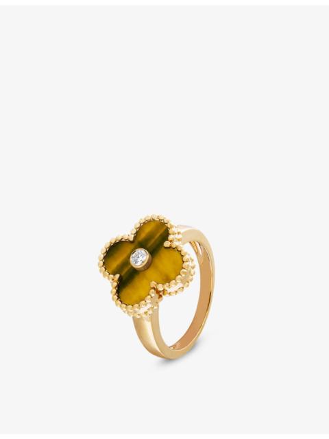 Vintage Alhambra yellow gold, tiger’s eye and 0.06ct round-cut diamond ring
