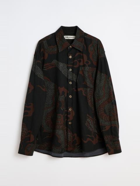 Above Shirt Brown Abstract Snake Print