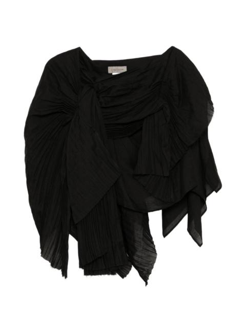 asymmetric draped midi skirt