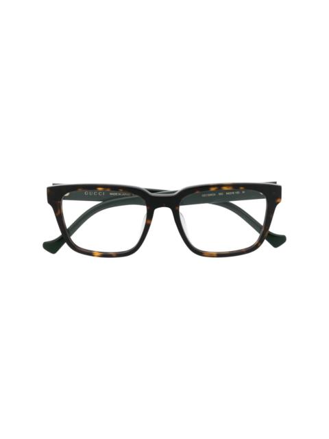 tortoiseshell effect square-frame glasses