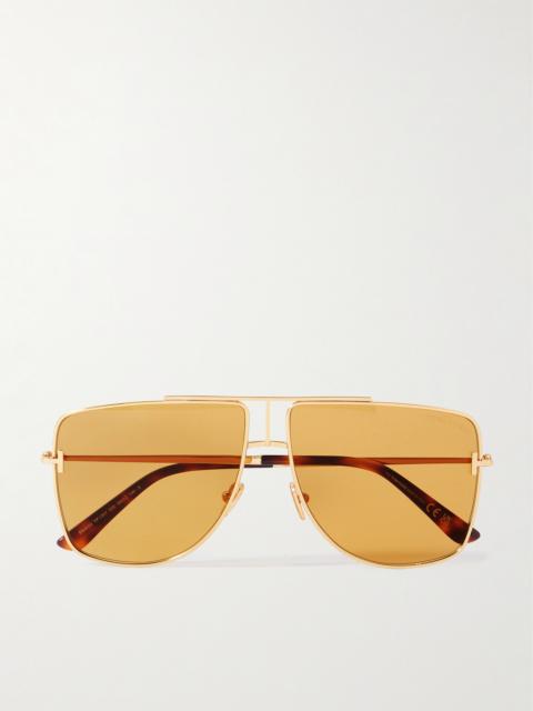 Eliott Aviator-style Gold-tone Sunglasses