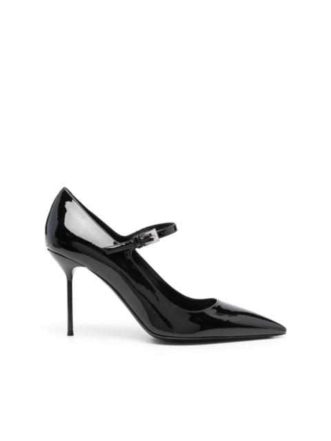 90mm leather heeled pumps