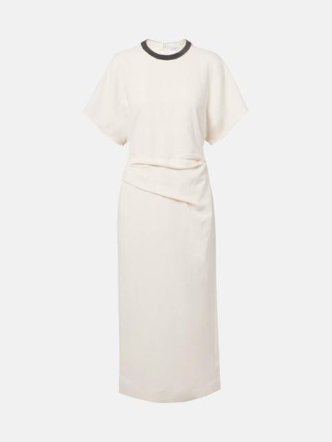 Linen-blend midi dress