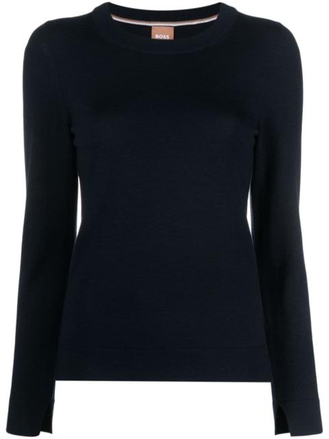 long slit-sleeve virgin wool jumper