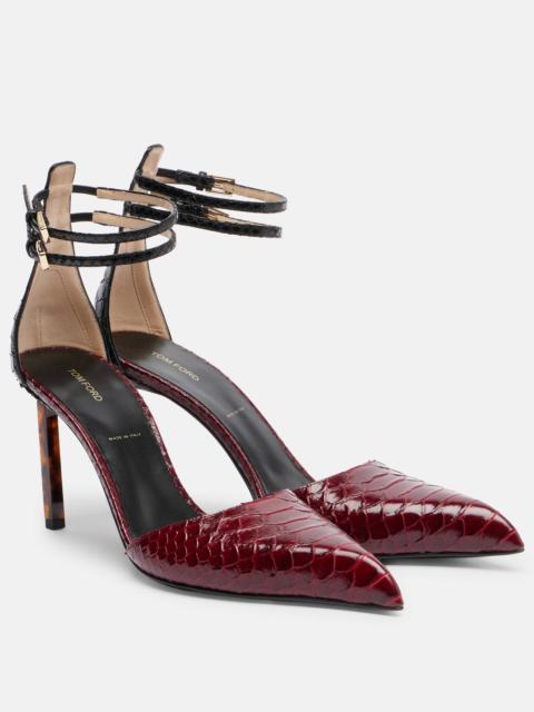 90 snake-effect leather pumps