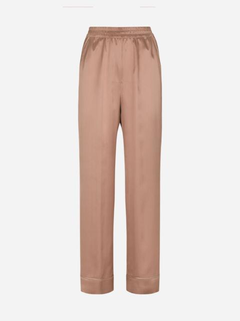 Satin pajama pants with piping