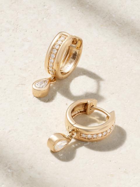 Stripe Drop 14-karat Gold Diamond Hoop Earrings