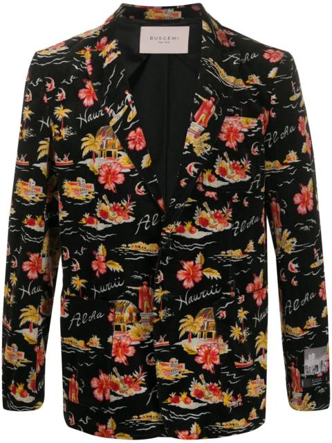 long sleeve floral pattern blazer