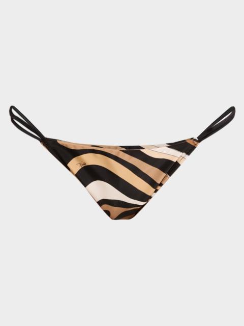 Striped Low-Rise Bikini Bottoms