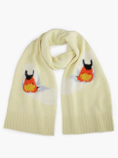 INTARSIA SCARF WITH SWAN MOTIF