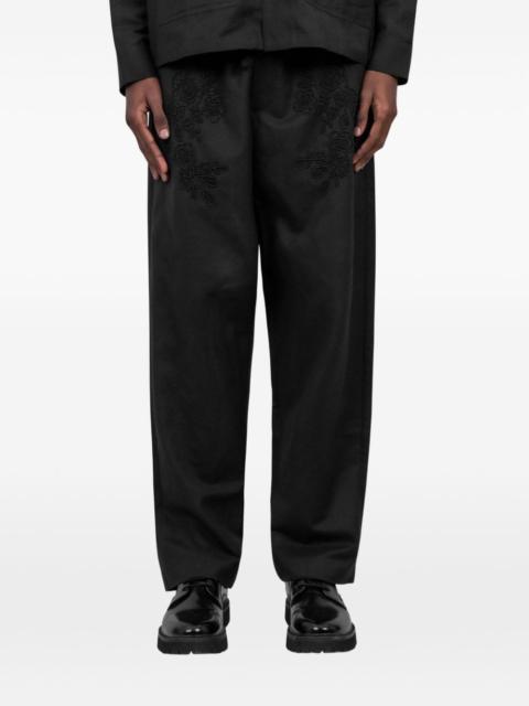 floral-embroidered trousers