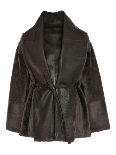 leather-trimmed shearling jacket