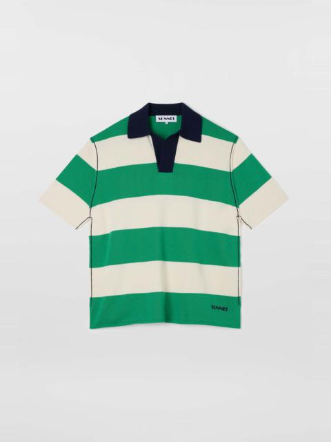 MAGLIAUNITA STRIPED POLO / emerald green & cream