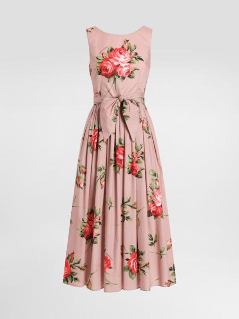 Rose bouquet-print cotton dress