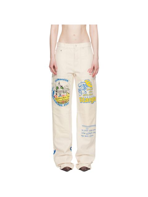 Beige Regenerated Tote Bags Workwear Trousers