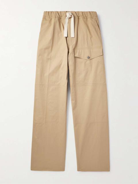 Wide-Leg Cotton-Twill Drawstring Cargo Trousers