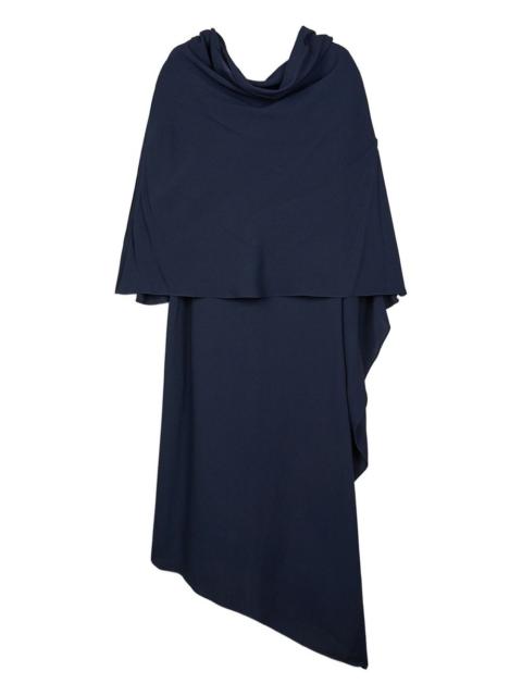 draped-cape midi dress