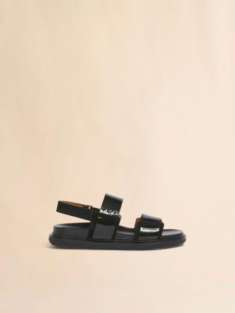 BLACK LEATHER FUSSBETT DOUBLE-STRAP SANDAL
