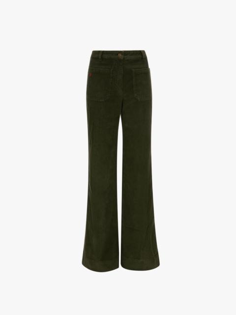 Alina High Waisted Corduroy Jean In Khaki