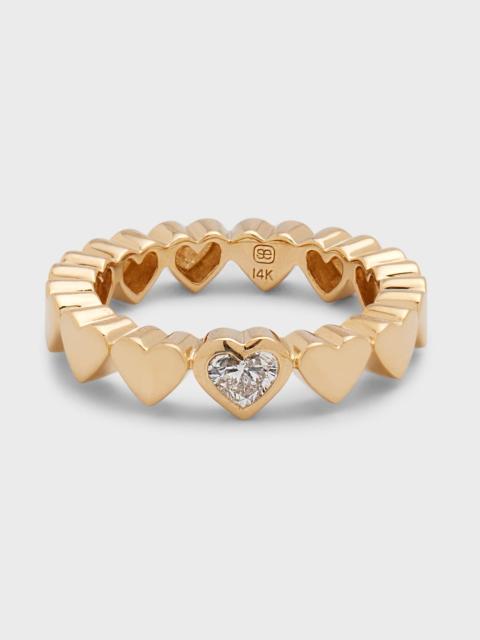 14k Yellow Gold Single Diamond Heart Ring