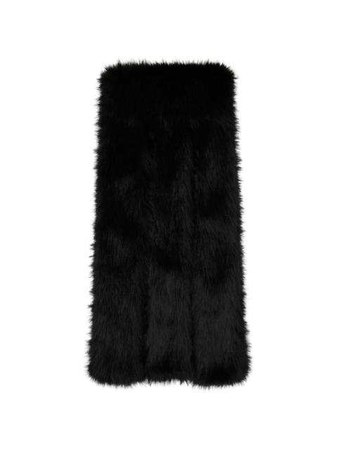 Black Triple Slit Faux Fur Scarf