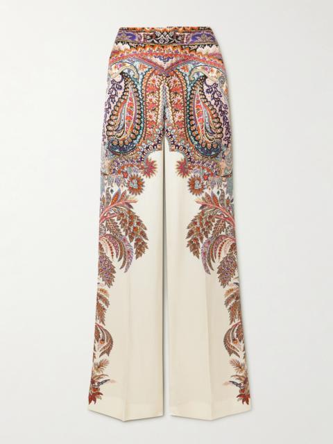 Printed Satin Wide-leg Pants