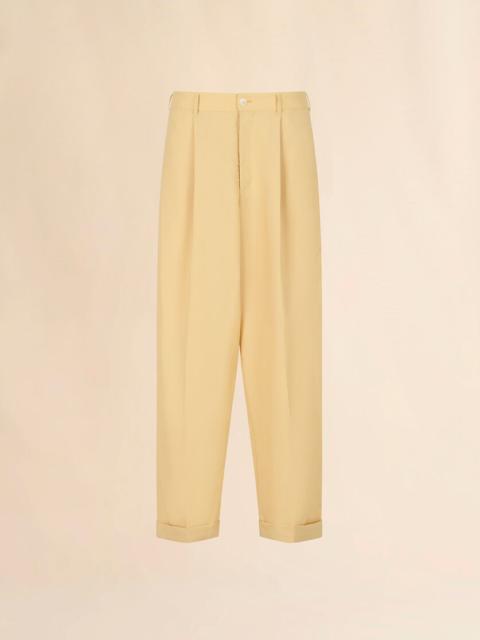 YELLOW TROPICAL WOOL PLEATED TROUSERS