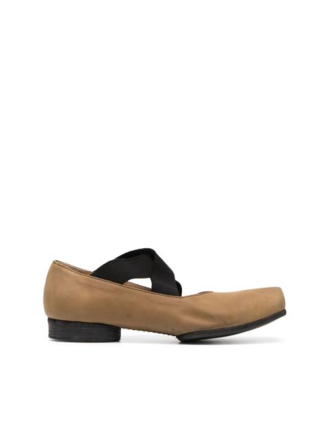 square-toe suede ballerina shoes