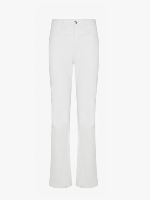 WHITE LEATHER 5 POCKET MICRO FLARE